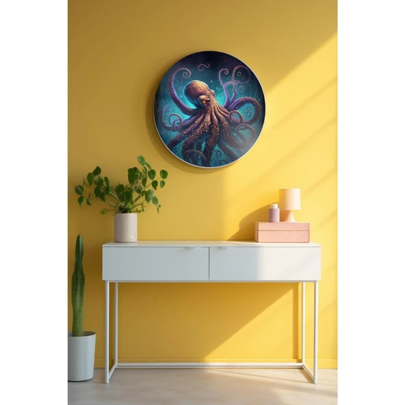 Yuvarlak Sanatsal, Dekoratif Baskı Dekoratif ve Modern Cam Tablo 210