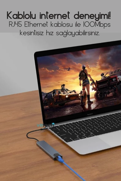 In 1 Çevirici Hub Macbook Uyumlu Usb Type-c Dönüştürücü Çevirici Çoklayıcı Hdmı Micro Sd