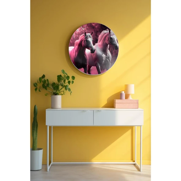 Yuvarlak Sanatsal, Dekoratif Baskı Dekoratif ve Modern Cam Tablo 174