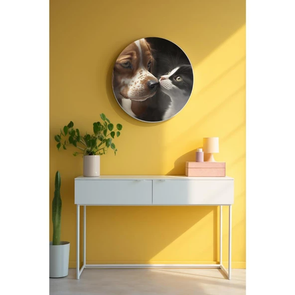 Yuvarlak Sanatsal, Dekoratif Baskı Dekoratif ve Modern Cam Tablo 208