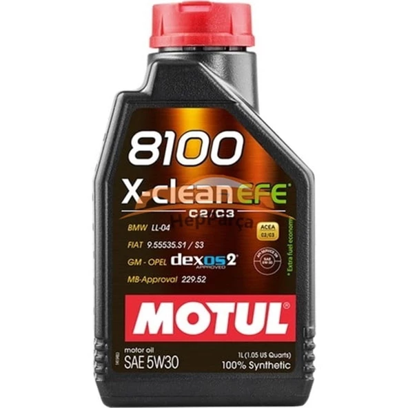 Motul 8100 X-Clean EFE 5w30 1 Litre Dexos2 Motor Yağı