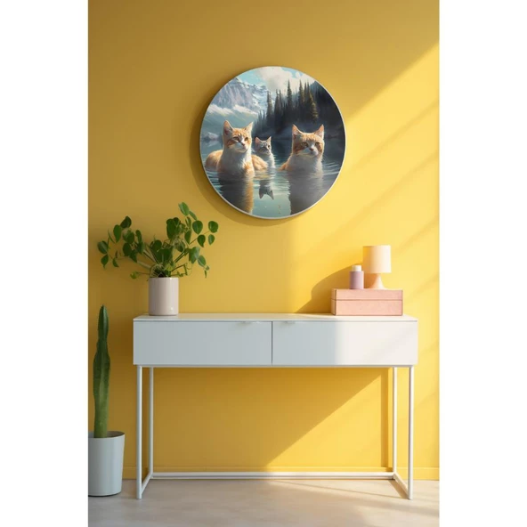 Yuvarlak Sanatsal, Dekoratif Baskı Dekoratif ve Modern Cam Tablo 198