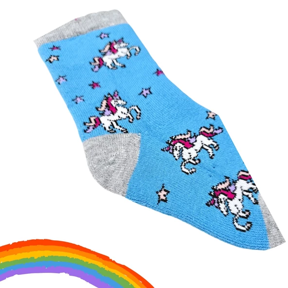Unicorn Kız Çocuk Havlu Çorap - 5