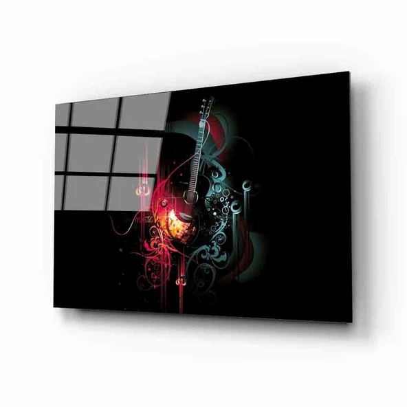 Fütüristik Gitar  Dekoratif ve Modern Cam Tablo ürün görseli