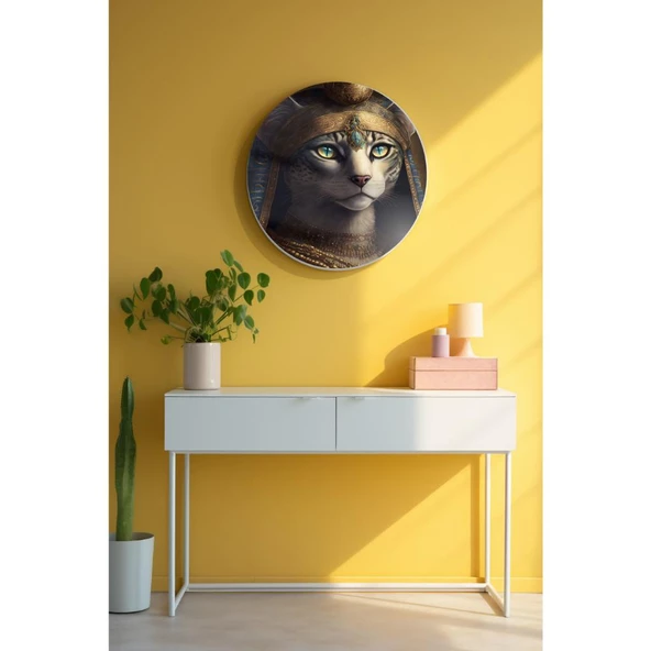Yuvarlak Sanatsal, Dekoratif Baskı Dekoratif ve Modern Cam Tablo 227