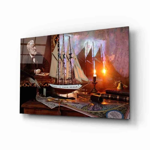 Fütüristik Yelkenli  Dekoratif ve Modern Cam Tablo ürün görseli