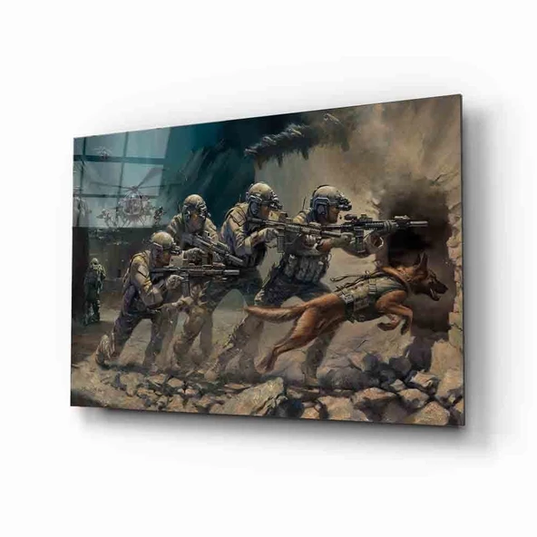 Fütüristik Asker  Dekoratif ve Modern Cam Tablo ürün görseli