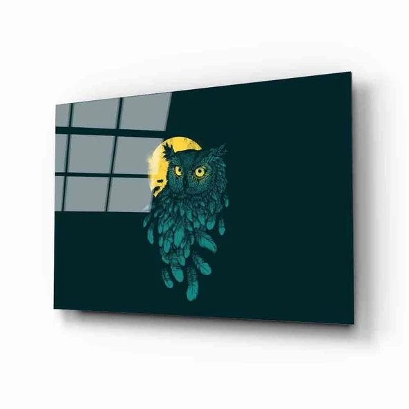 Fütüristik Baykuş  Dekoratif ve Modern Cam Tablo ürün görseli 1