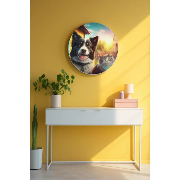 Yuvarlak Sanatsal, Dekoratif Baskı Dekoratif ve Modern Cam Tablo 231