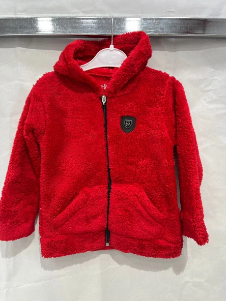 uğurböceğiçocuk Peluş Kumaş Armalı Kapuşonlu Çocuk Hırka 1307 - 5