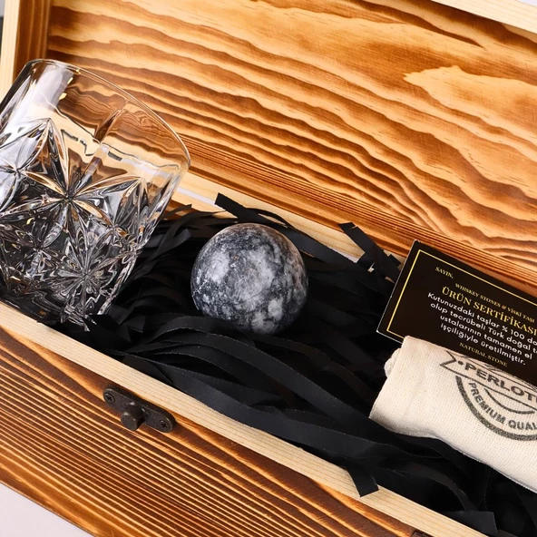 Perlotus Viski Bardağı ve Gri Küre Mermer Viski Taşı Sandıklı - 4