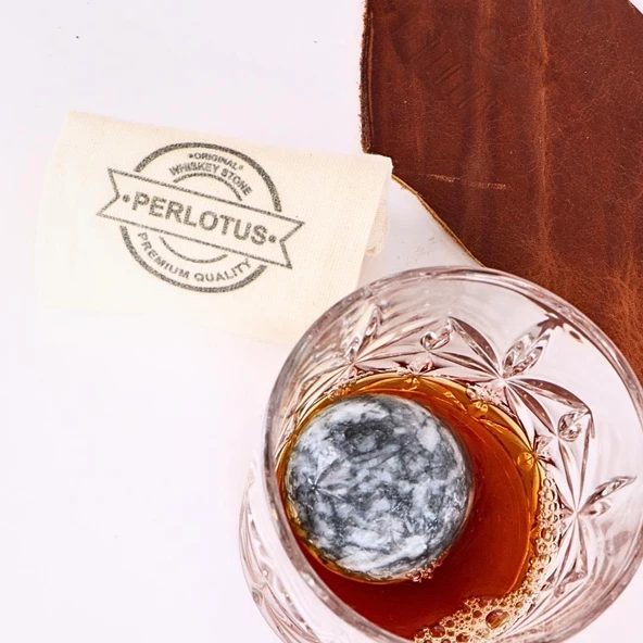 Perlotus Viski Bardağı ve Gri Küre Mermer Viski Taşı Sandıklı - 3