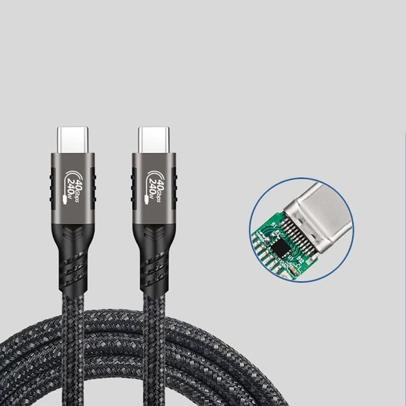 Redclick QG01 Type-C to Type-C USB4 PD Data Şarj Kablosu 240W 40Gbps 8K@60Hz 0.2 Metre - 8