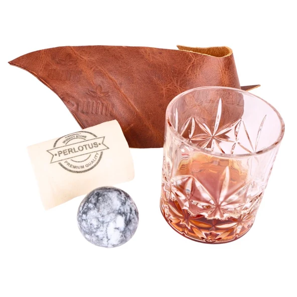 Perlotus Viski Bardağı ve Gri Küre Mermer Viski Taşı Sandıklı - 6