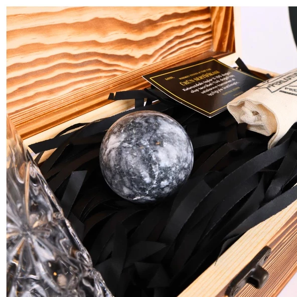 Perlotus Viski Bardağı ve Gri Küre Mermer Viski Taşı Sandıklı - 2