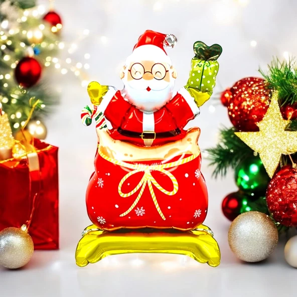 Ayaklı Küçük Noel Baba Folyo Balon 63x34 cm - Resim 2