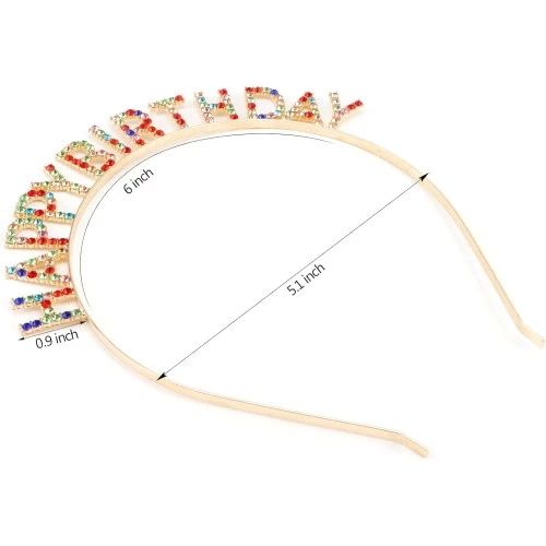 Periboia Renkli Kristal Taşlı Lüks Happy Birthday Taçı - Resim 3