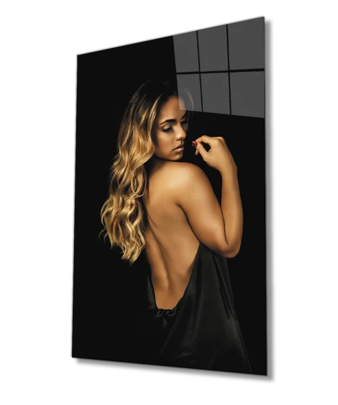 Sırt Dekolteli Kadın Dekoratif ve Modern Cam Tablo ürün görseli