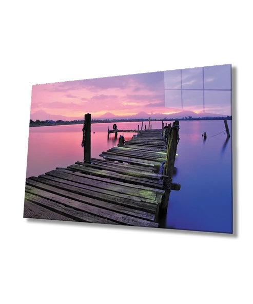 Gün Batımı İskele Dekoratif ve Modern Cam Tablo   Sunset Pier ürün görseli