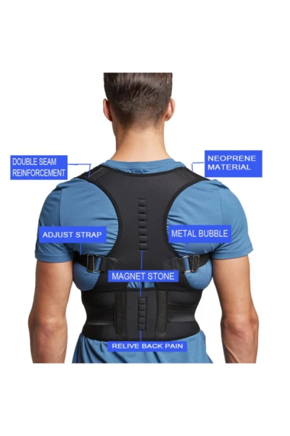 Manyetik Dik Durmak Için Ortopedik Kamburluk Önleyici Dik Duruş Bel Sırt Omuz Korsesi - Resim 3