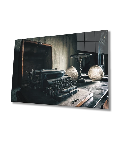 Daktilo Dekoratif ve Modern Cam Tablo   Typewriter