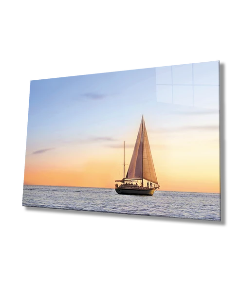 Gün Batımı Deniz Yelken Dekoratif ve Modern Cam Tablo   Sunset Sea Sail ürün görseli