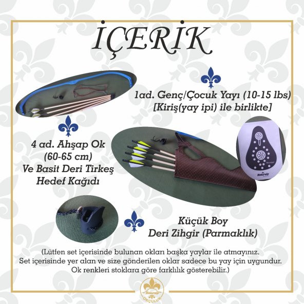 Geleneksel Okçuluk Başlangıç Genç Ok Yay Seti Mavi (4 Ok+ Zihgir+ Tirkeş+hedef)