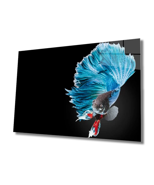 Mavi Balık Dekoratif ve Modern Cam Tablo Blue Fish ürün görseli