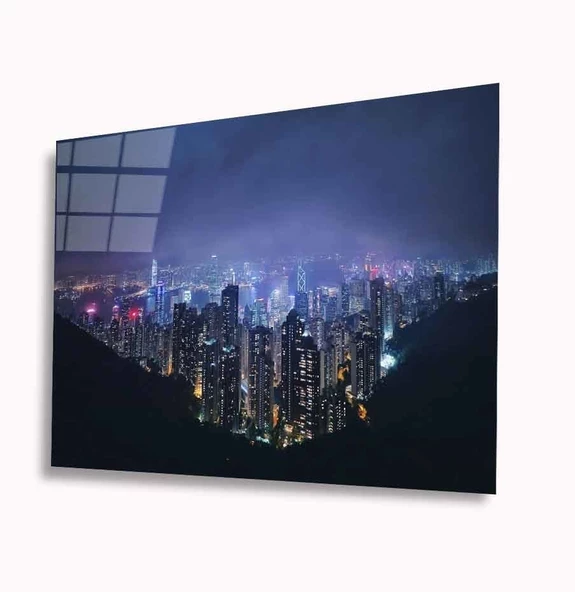 Şehir Manzarası Dekoratif ve Modern Cam Tablo ürün görseli