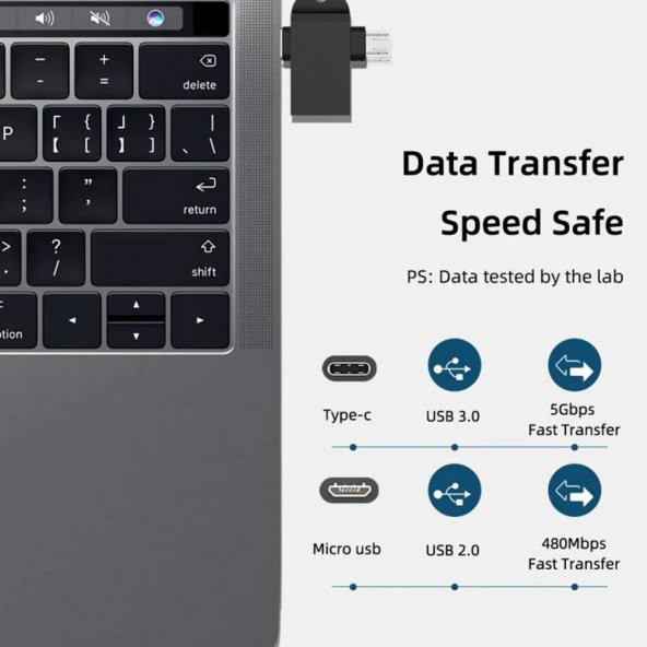 Type-C Micro Usb 2in1 USB 3.0 Dişi Mouse Flash OTG Adaptör - 4