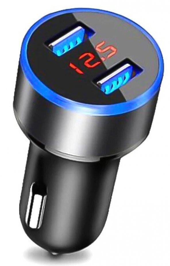 5V 3.4A Çift USB Portlu Araç Şarj Cihazı Dijital Lcd Ekran Oto Çakmaklık - 2