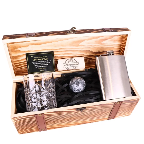 Perlotus Viski Bardağı Gri Küre Mermer Viski Taşı Cep Matarası Sandıklı - 2