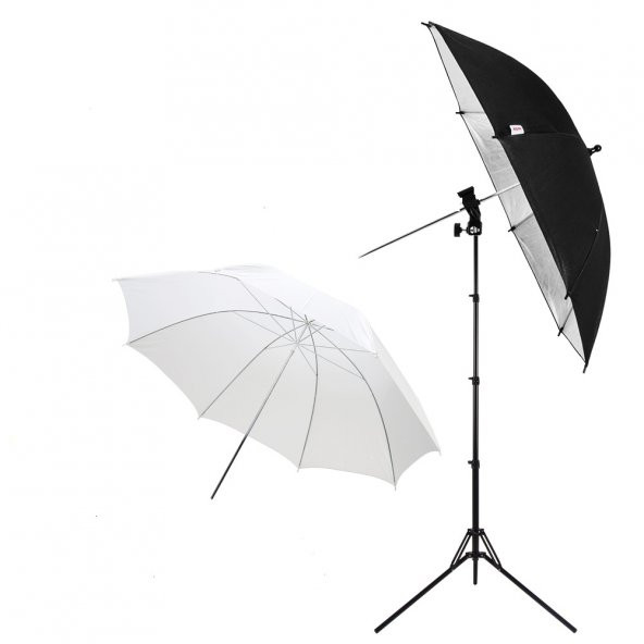 3lü Strobist Set. Işık Ayağı,Şemsiye,Flaş ve Şemsiye Adaptörü 50c