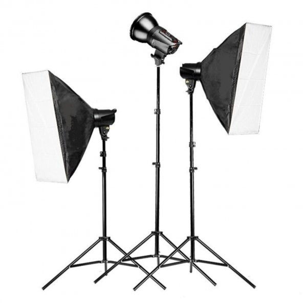 Deyatech Stüdyo Paraflaşh 3lü Set 400w Stüdyo Flaşh Kit Softbox