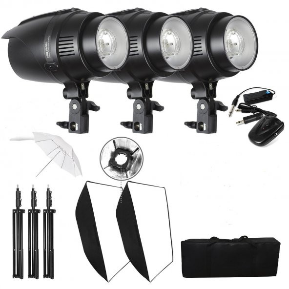 Deyatech Stüdyo Paraflaşh 3lü Set 400w Stüdyo Flaşh Kit Softbox - 2