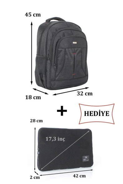 CASE CLUB 2114 Büyük Laptop Sırt Çantası 17 inç Kılıf Hediyeli - 2