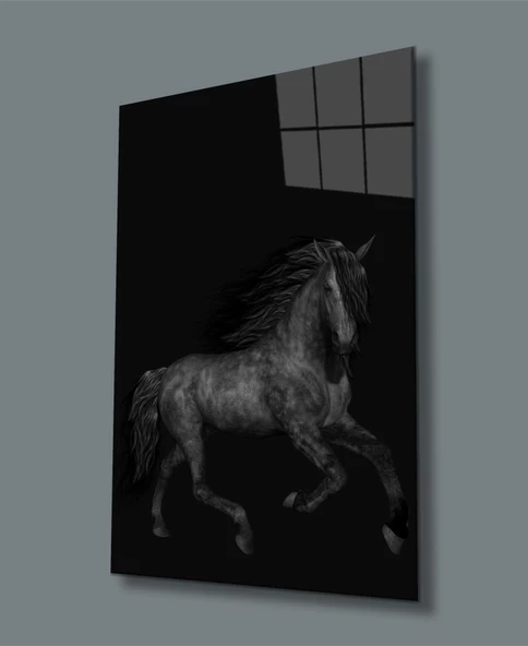 At Hayvan Dekoratif ve Modern Cam Tablo ürün görseli