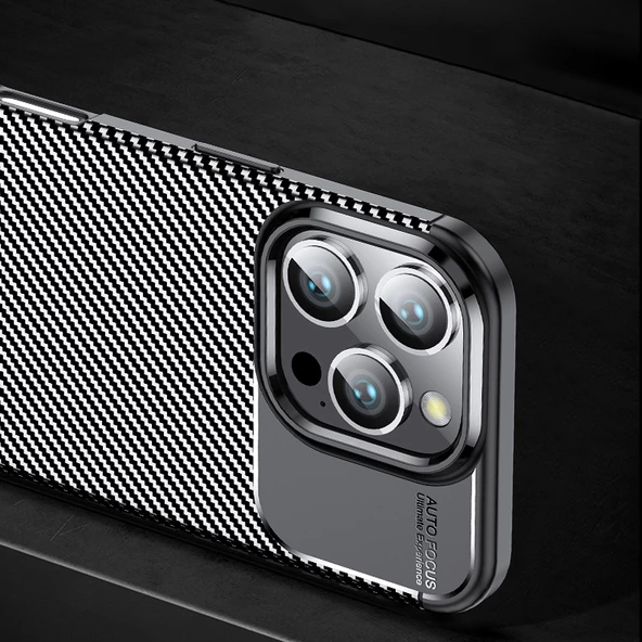 iPhone 16 Pro Kılıf Negro Karbon Tasarım Silikon Kılıf - Resim 12