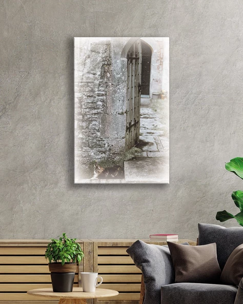 Eski Tahta Kapı Dekoratif ve Modern Cam Tablo