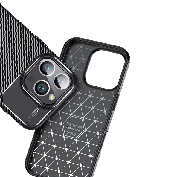 iPhone 16 Pro Kılıf Negro Karbon Tasarım Silikon Kılıf - Resim 7