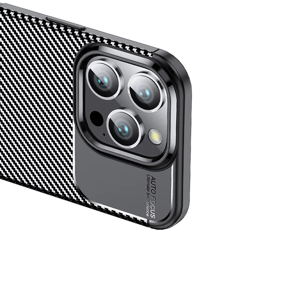 iPhone 16 Pro Kılıf Negro Karbon Tasarım Silikon Kılıf - Resim 5