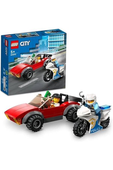 LEGO City Polis Motosikleti Araba Takibi 60392 - (59 Parça) - 5