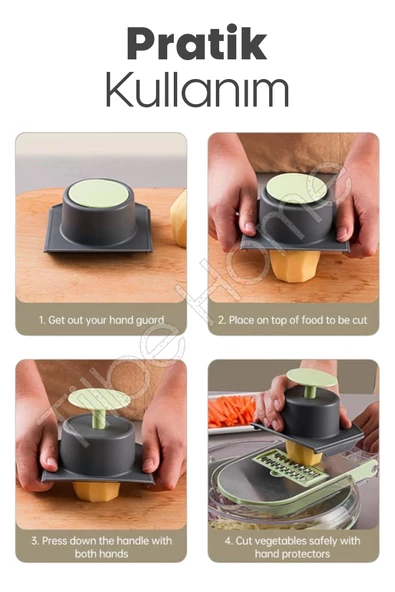 Tilbe Home Vegetable Cutter Pro Rende Sebze Doğrayıcı Dilimleyici Hazneli Soğan Küp Kesici Dicer Rende Seti - 5