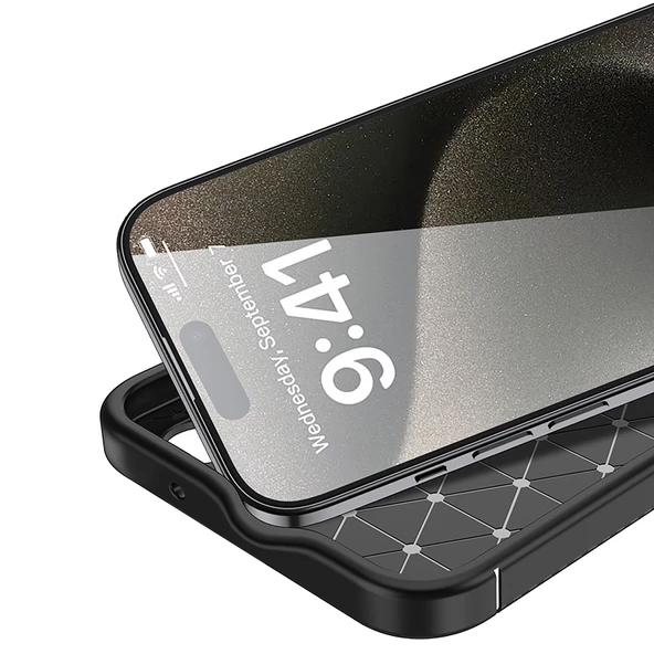 iPhone 16 Pro Kılıf Negro Karbon Tasarım Silikon Kılıf - Resim 10