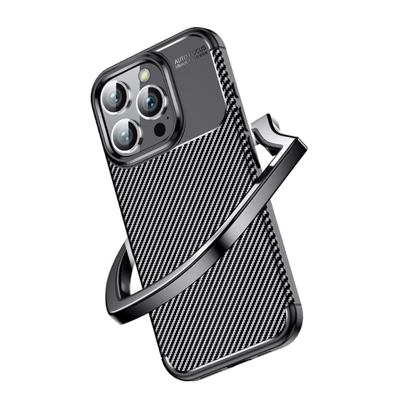 iPhone 16 Pro Kılıf Negro Karbon Tasarım Silikon Kılıf - Resim 9