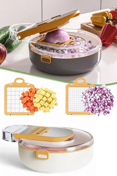 Tilbe Home Vegetable Cutter Pro Rende Sebze Doğrayıcı Dilimleyici Hazneli Soğan Küp Kesici Dicer Rende Seti - 2