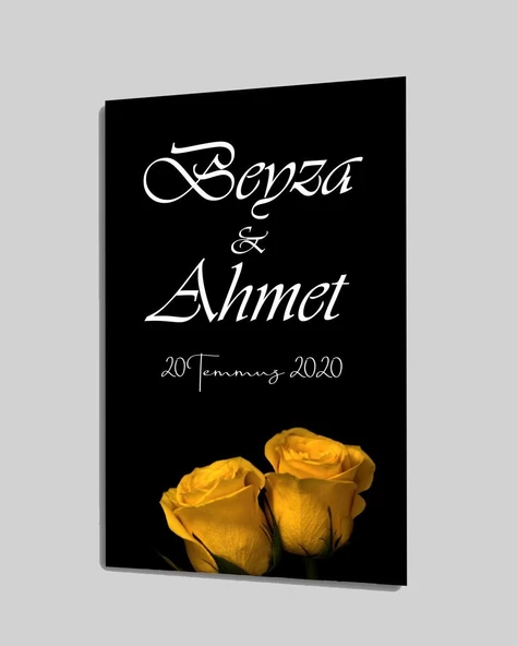 Düğün Nişan Tarih Dekoratif ve Modern Cam Tablo ürün görseli