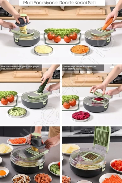 Tilbe Home Vegetable Cutter Pro Rende Sebze Doğrayıcı Dilimleyici Hazneli Soğan Küp Kesici Dicer Rende Seti - 4