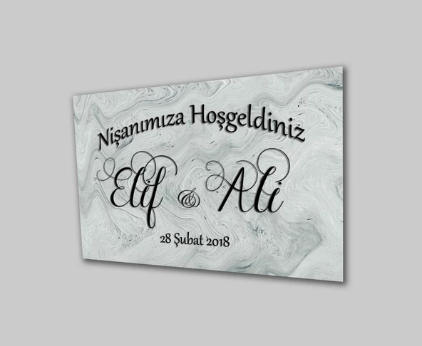 Düğün Nişan Hoşgeldiniz Dekoratif ve Modern Cam Tablo