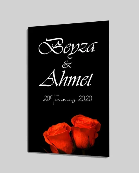 Düğün Nişan Tarih Dekoratif ve Modern Cam Tablo ürün görseli 1